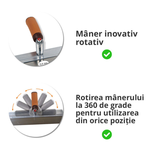 Maner acoperit cu cauciuc rotativ